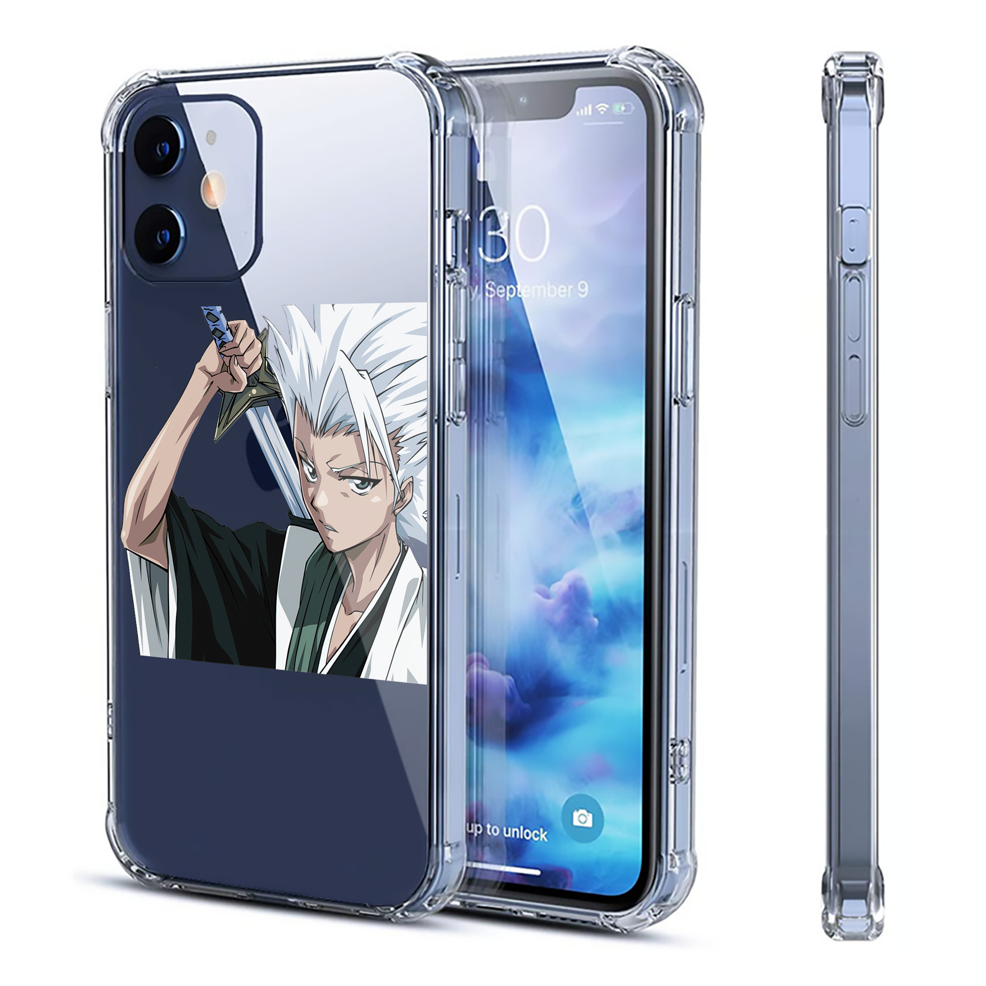 （画像用） ブリーチ 日番谷冬獅郎（ひつがや とうしろう） BLEACH Hitsugaya Toushirou 【iPhone 12シリーズ対応】透明スマホケース（クリアソフトケース）